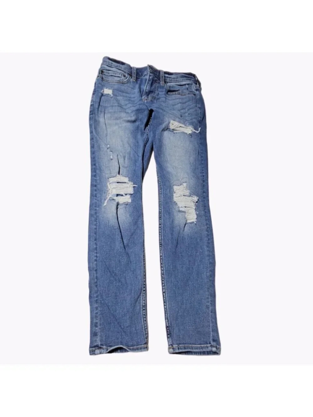 Hollister Super Skinny Jeans Mens Size 29 X 30 Low Rise Medium Wash Ripped Denim
